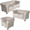 Classic Chesterfield Dark Linen Sofa Set of 3