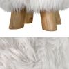 Woolly Faux Pouf Ottoman Stool With Natural Log Feet