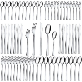 Bestdin Silverware Set for 12, 60 Pieces Stainless Steel Flatware Set, Include Fork Knife Spoon Set, Mirror Polished, Dishwasher Safe