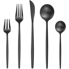 Bestdin Silverware Set, 20-Piece Stainless Steel Flatware set, Tableware Cutlery Set Service for 4, Utensils for Kitchens, Dishwasher Safe, Black