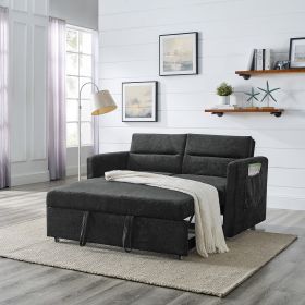 Loveseats Sofa Bed with Pull-out Bed,Adjsutable Back and Two Arm Pocket,Black (54.5"x33"x31.5")